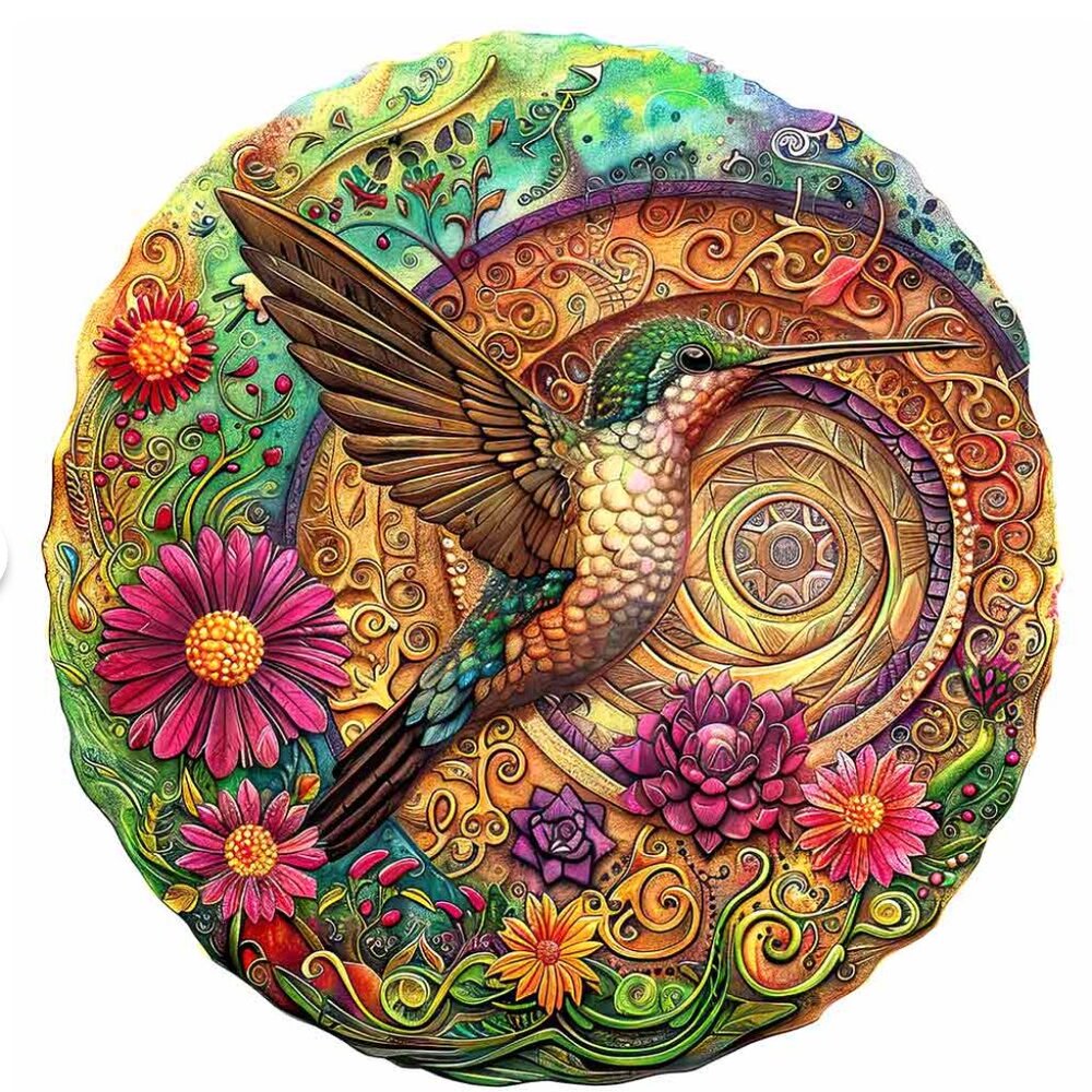 Puzzles Up Wooden Jigsaw Puzzle | Blossom Hummingbird | 120-130 pieces